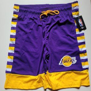 NBA Los Angeles Lakers LA Basketball Shorts Size M Purple Yellow NWT